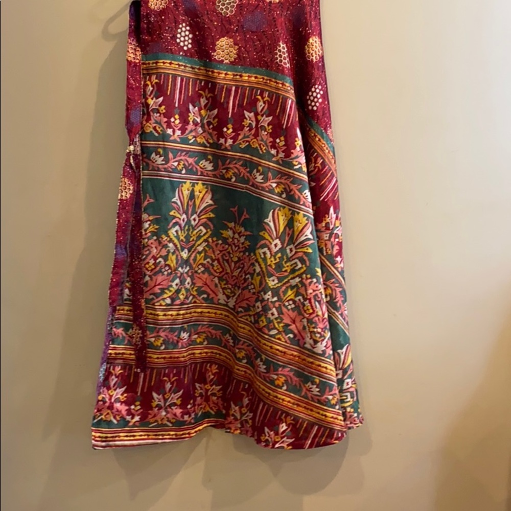 Silk reversible wrap skirt
